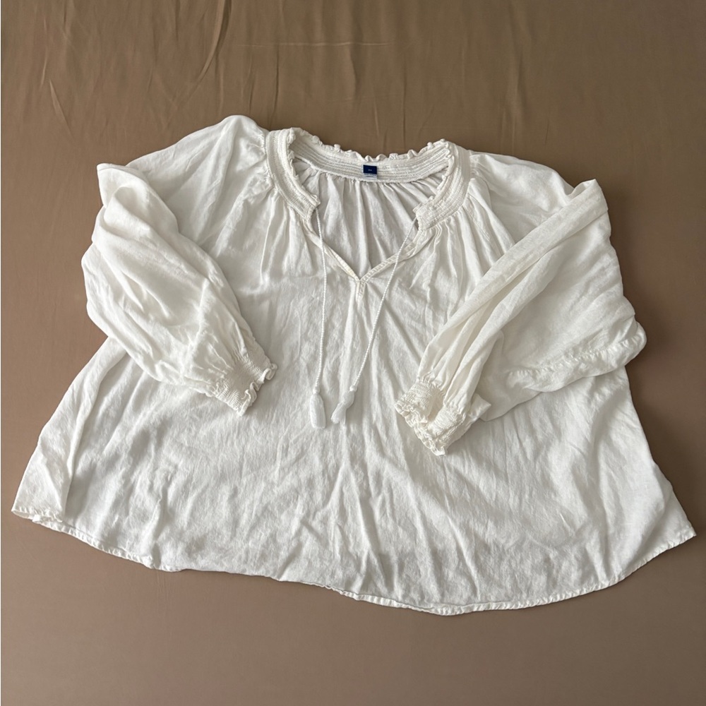 Old Navy White linen Women's 2X peasant shirt